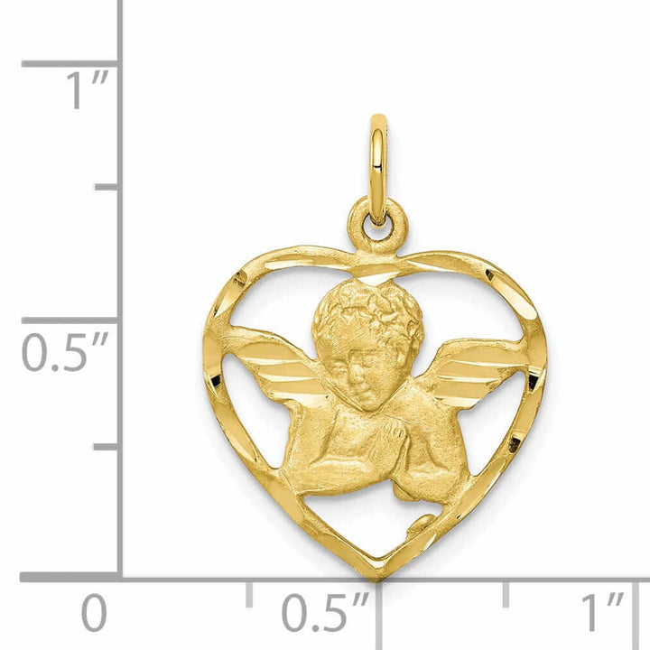 Lovely Rita's Pendants & Charms 10k Yellow Gold Angel With Wings Heart Pendant
