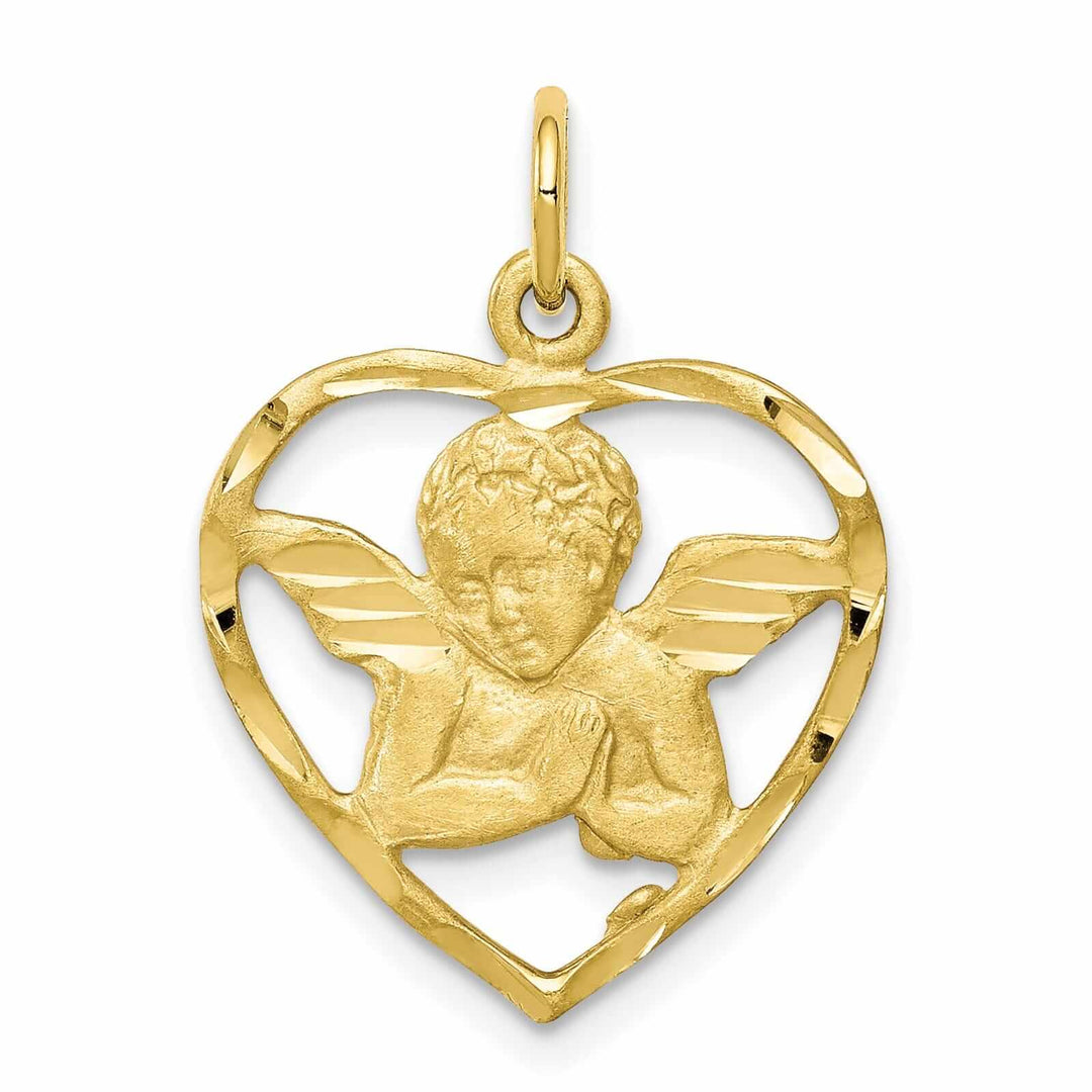 Lovely Rita's Pendants & Charms 10k Yellow Gold Angel With Wings Heart Pendant