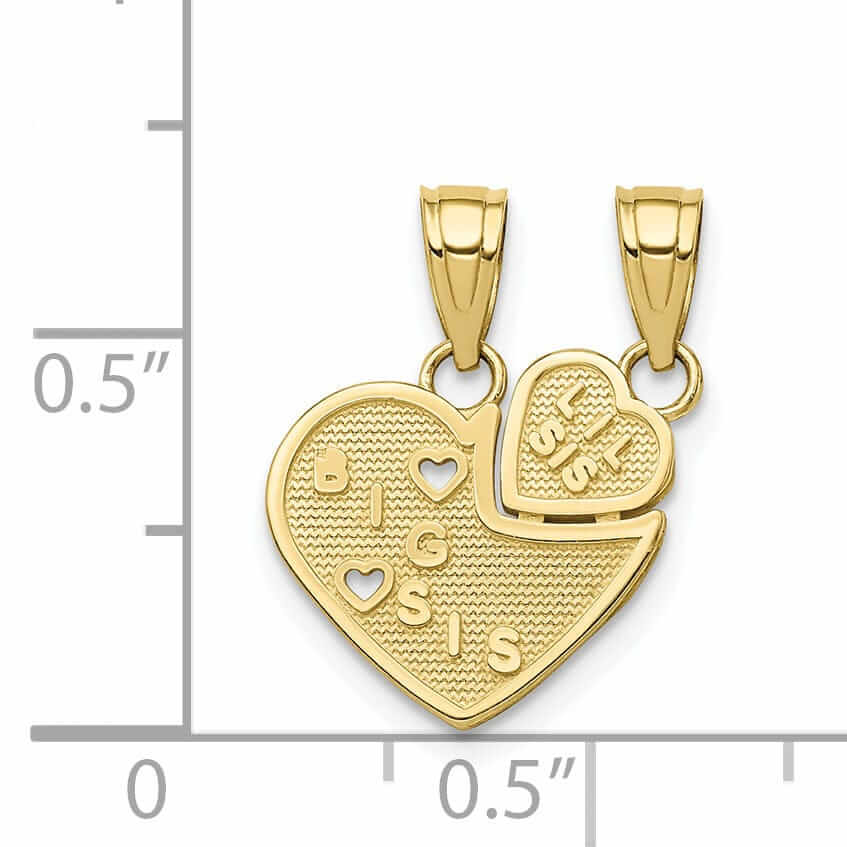 Lovely Rita's Pendants & Charms 10k Yellow Gold Big Sis Lil Sis Break Apart Pendant