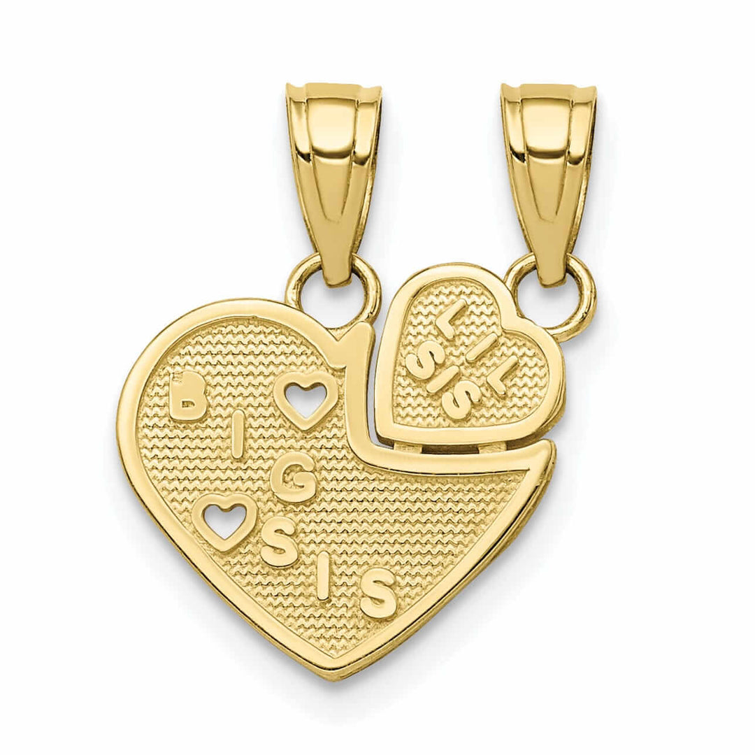 Lovely Rita's Pendants & Charms 10k Yellow Gold Big Sis Lil Sis Break Apart Pendant