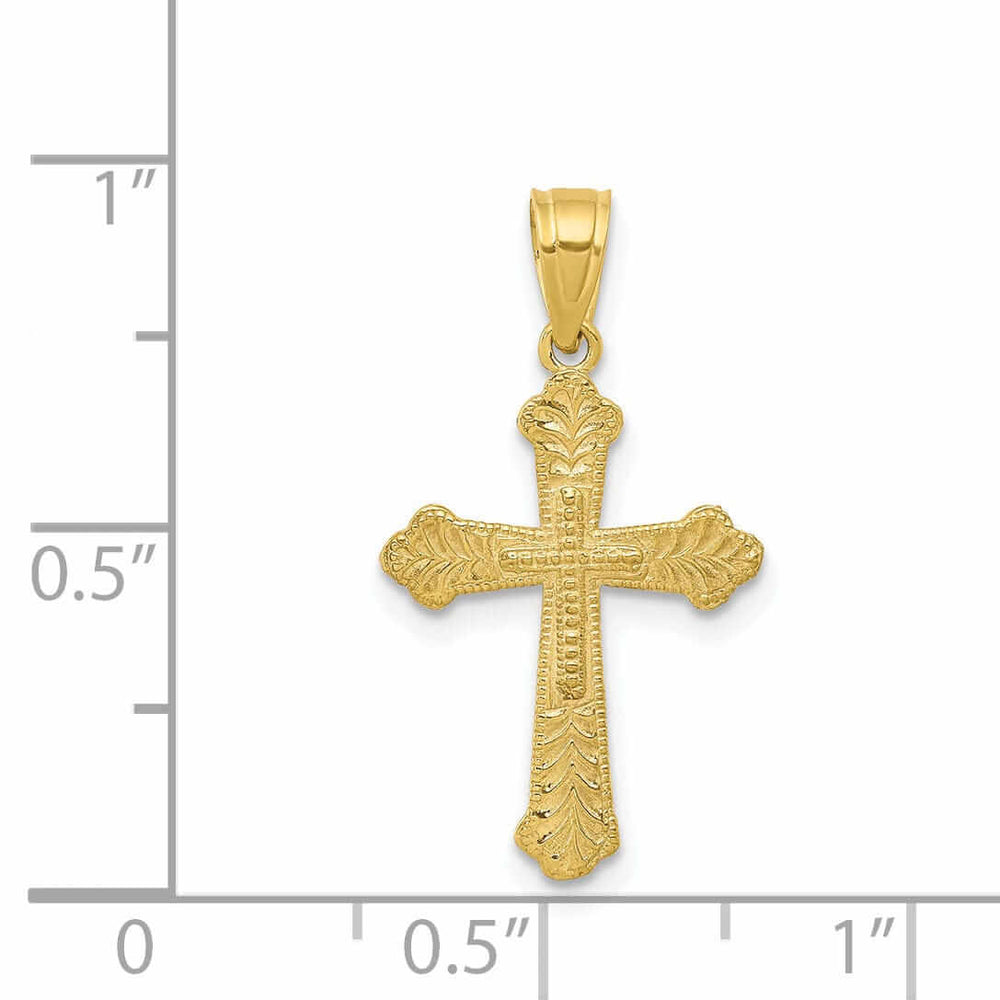 Lovely Rita's Pendants & Charms 10k Yellow Gold Budded Cross Pendant Polished