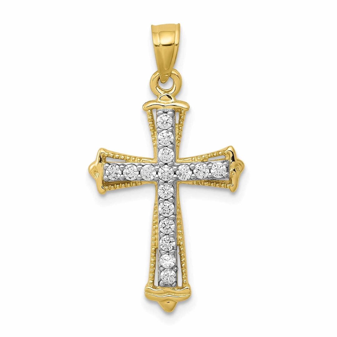 Lovely Rita's Pendants & Charms 10k Yellow Gold C.Z Cross Pendant Polished