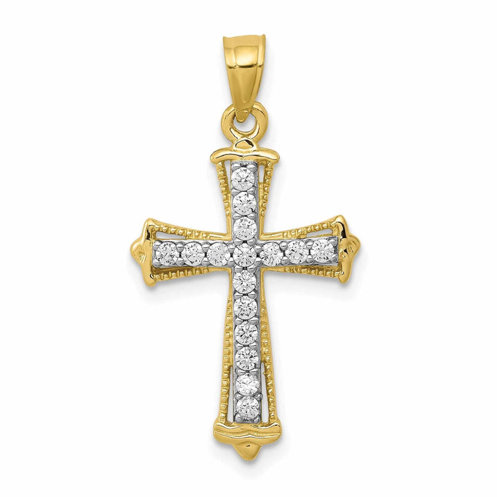 Lovely Rita's Pendants & Charms 10k Yellow Gold C.Z Cross Pendant Polished