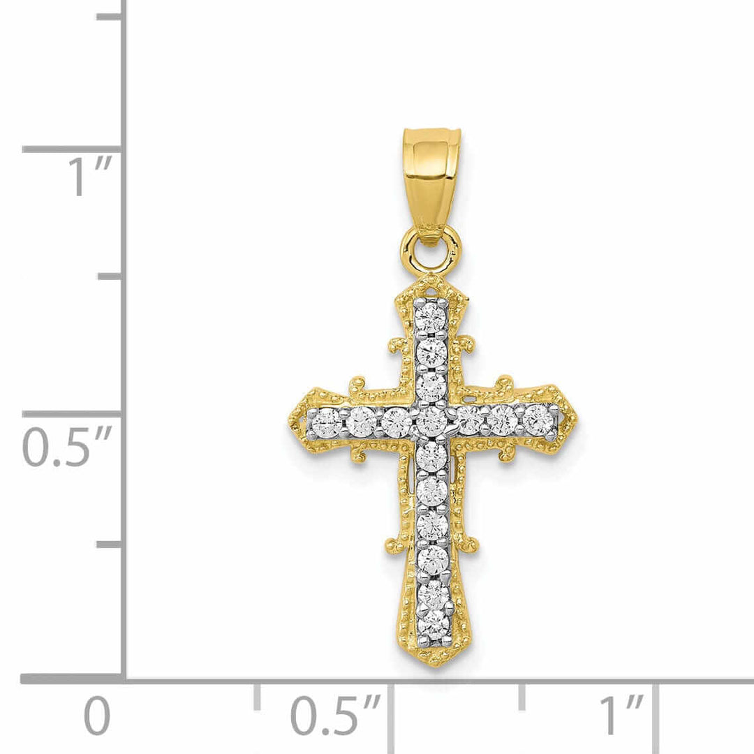 Lovely Rita's Pendants & Charms 10k Yellow Gold C.Z Cross Pendant Textured