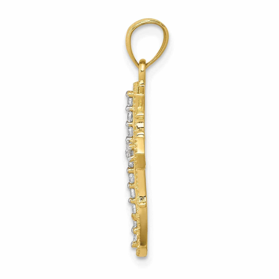 Lovely Rita's Pendants & Charms 10k Yellow Gold C.Z Cross Pendant Textured