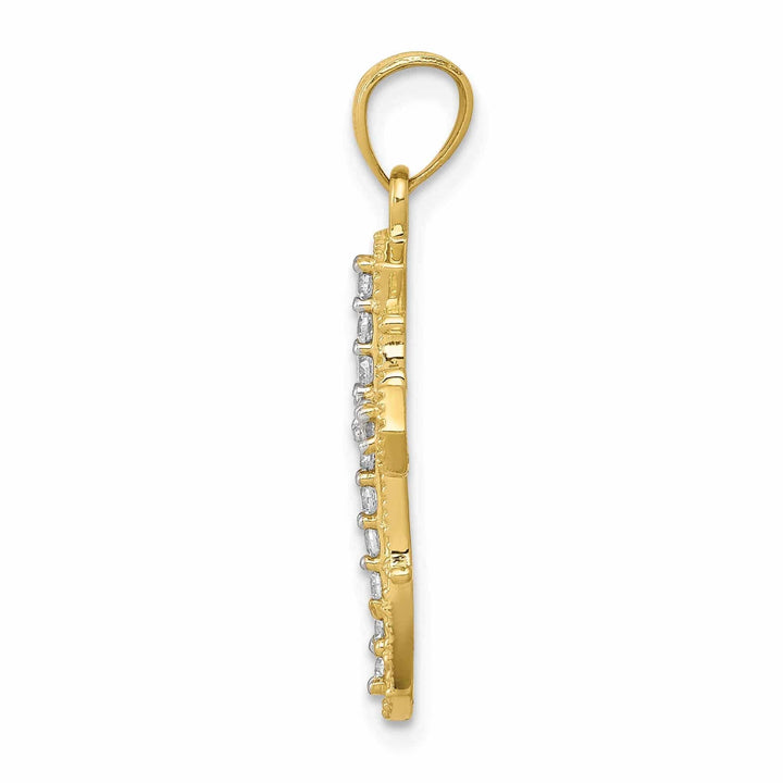 Lovely Rita's Pendants & Charms 10k Yellow Gold C.Z Cross Pendant Textured