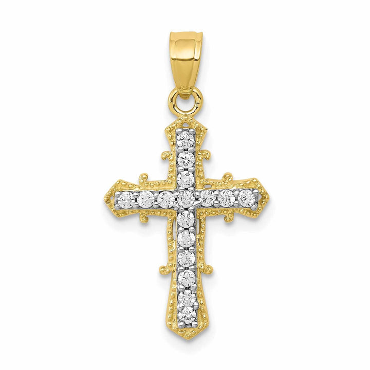 Lovely Rita's Pendants & Charms 10k Yellow Gold C.Z Cross Pendant Textured