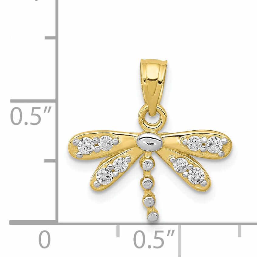 Lovely Rita's Pendants & Charms 10k Yellow Gold C.Z Dragonfly Pendant