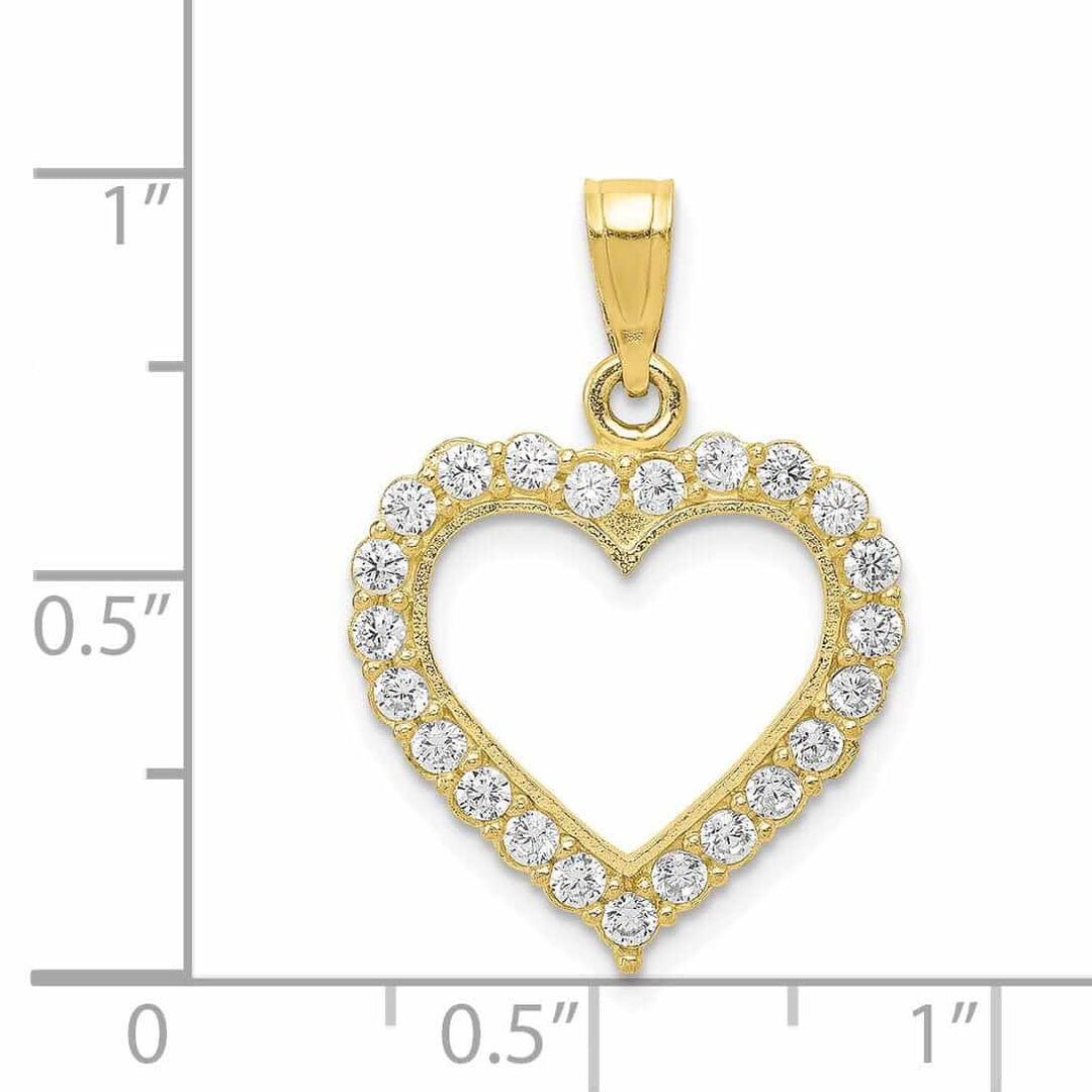 Lovely Rita's Pendants & Charms 10k Yellow Gold C.Z Polish Finish Heart Pendant