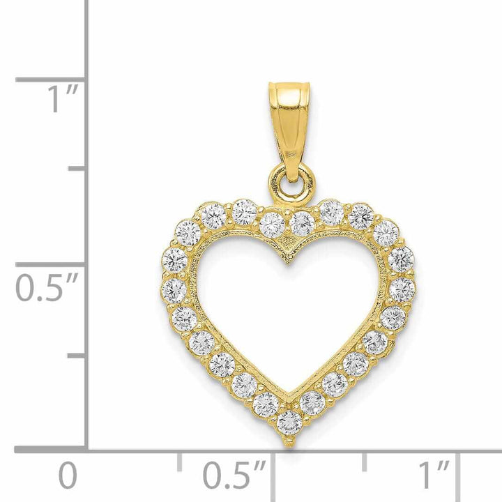 Lovely Rita's Pendants & Charms 10k Yellow Gold C.Z Polish Finish Heart Pendant