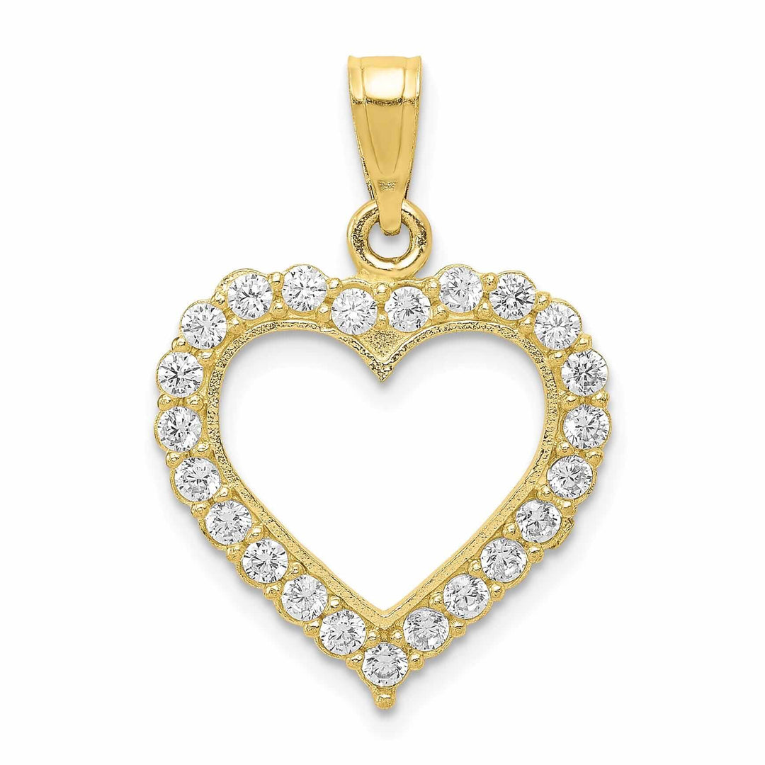 Lovely Rita's Pendants & Charms 10k Yellow Gold C.Z Polish Finish Heart Pendant