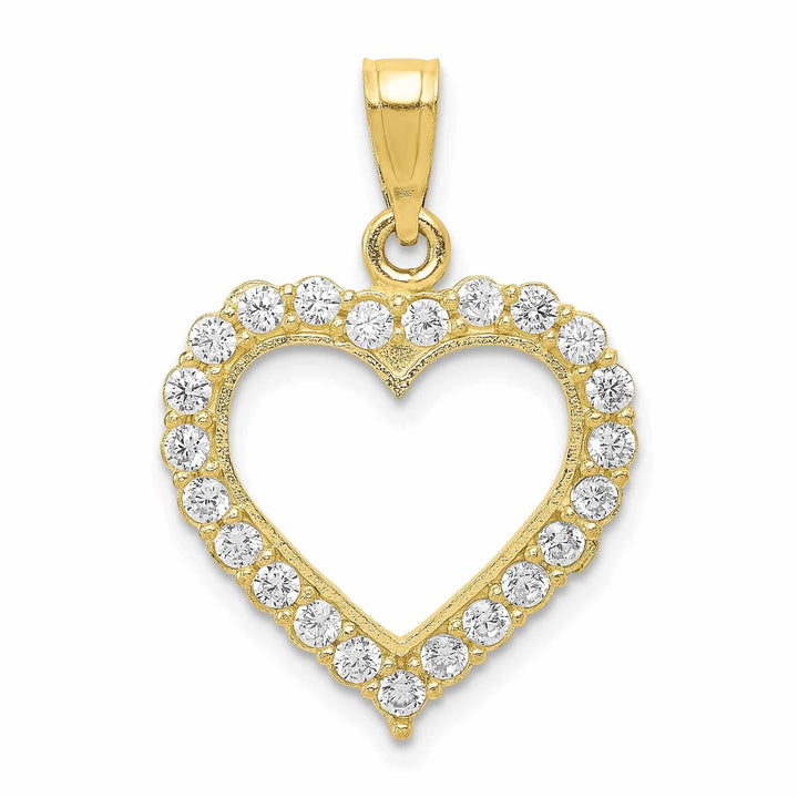 Lovely Rita's Pendants & Charms 10k Yellow Gold C.Z Polish Finish Heart Pendant