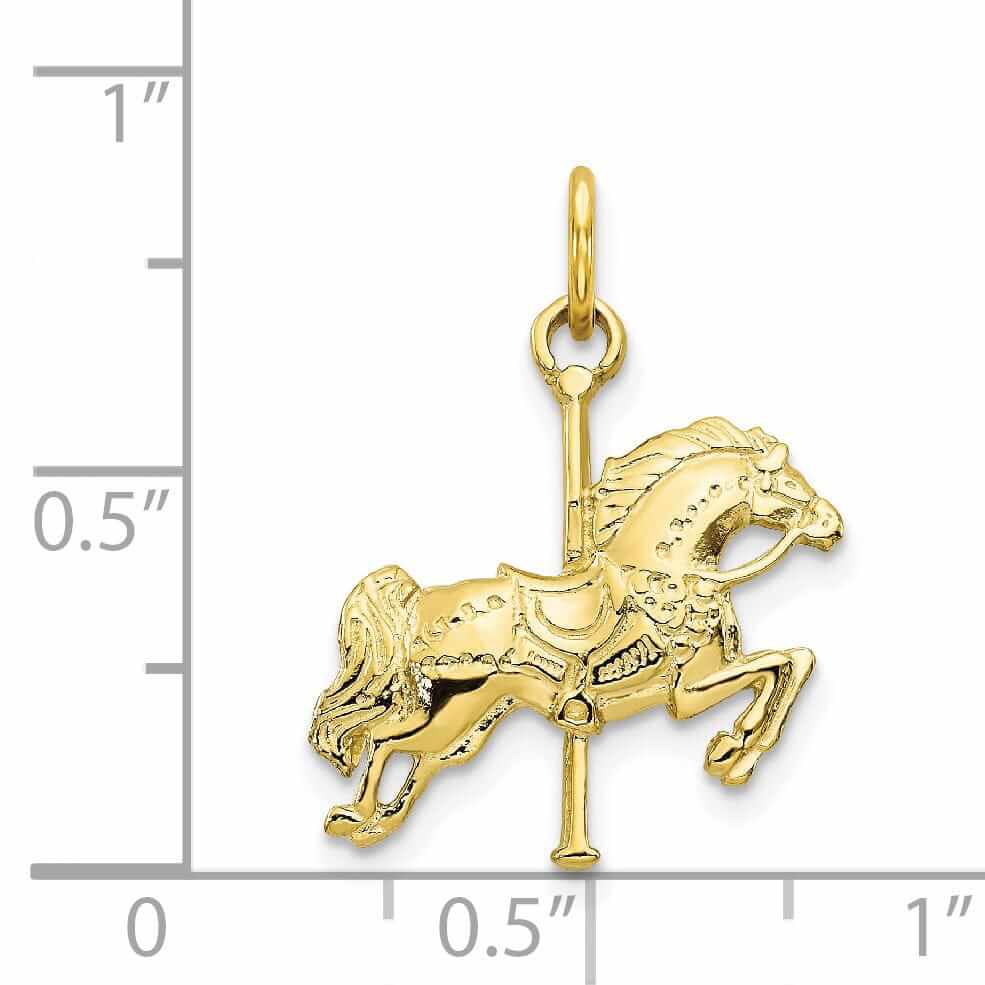 Lovely Rita's Pendants & Charms 10k Yellow Gold Concave Carousel Horse Pendant