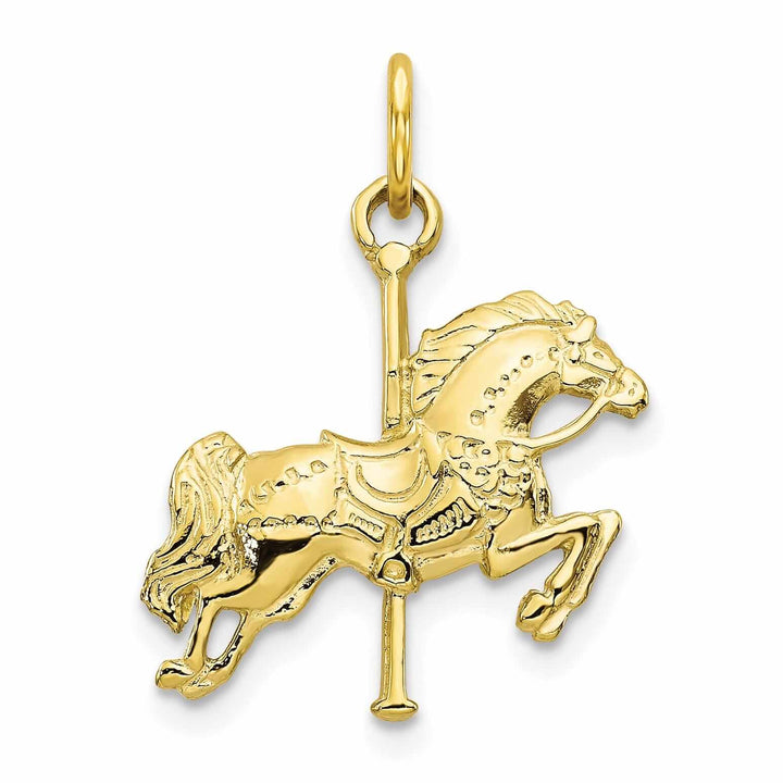 Lovely Rita's Pendants & Charms 10k Yellow Gold Concave Carousel Horse Pendant