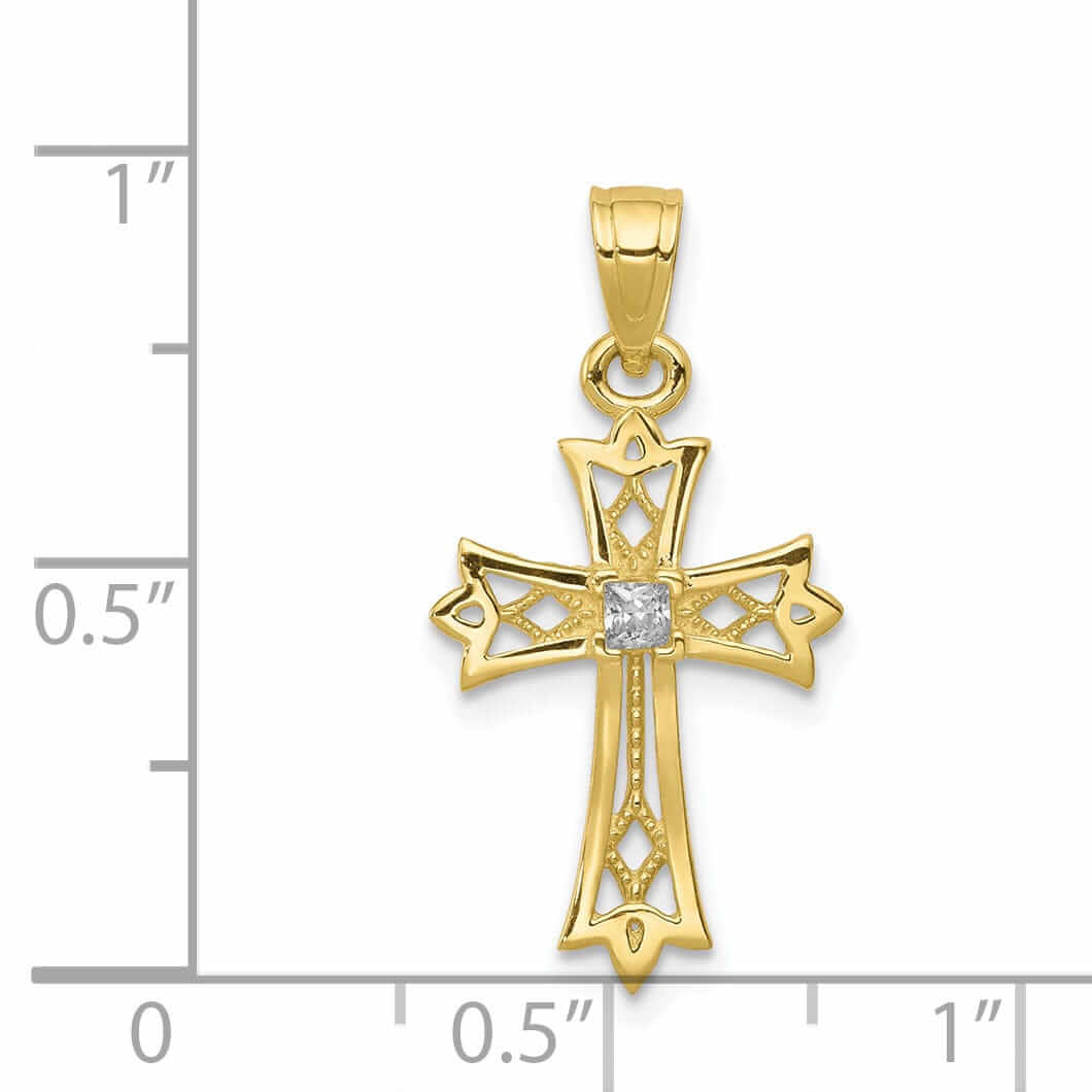 Lovely Rita's Pendants & Charms 10k Yellow Gold Cubic Zirconia Cross Pendant