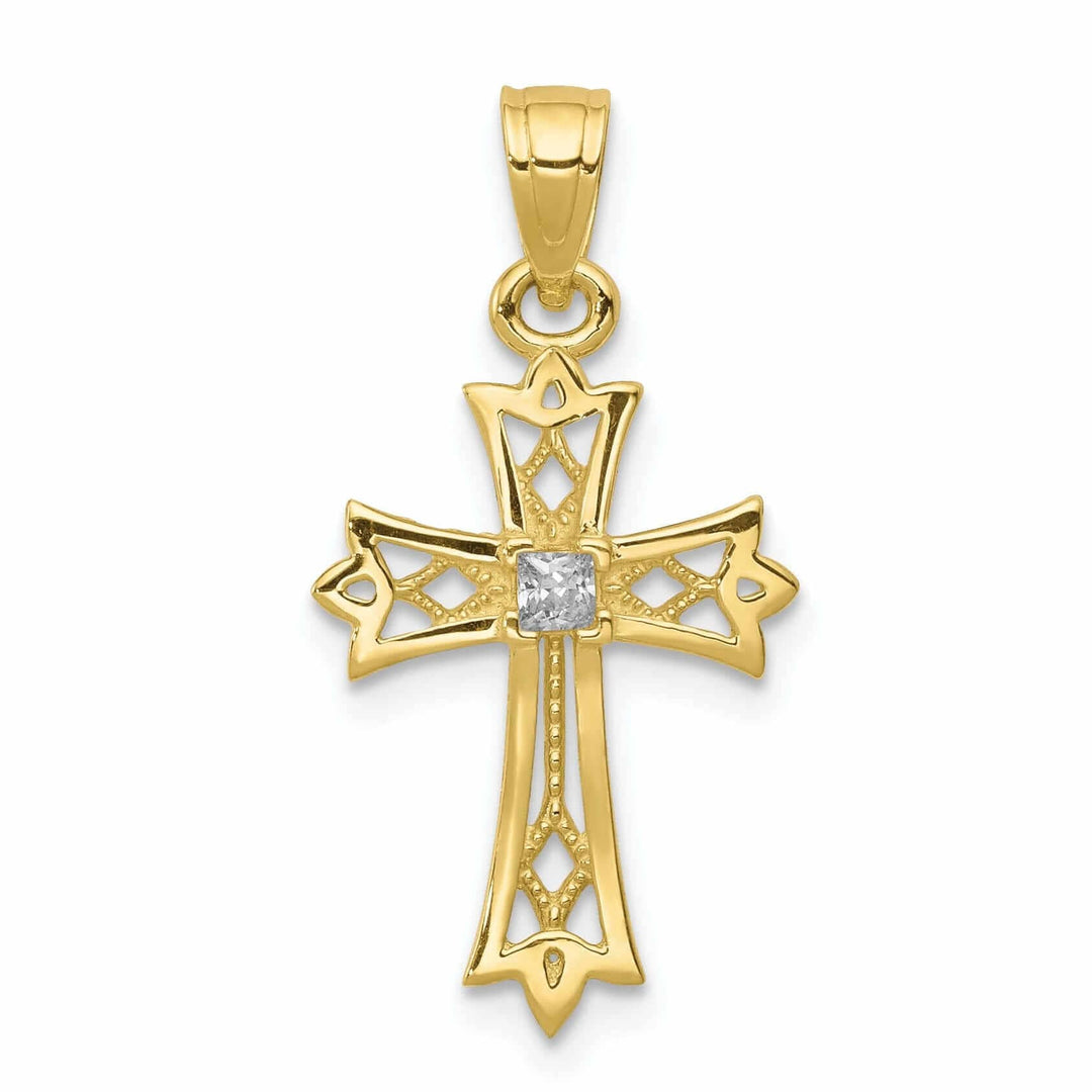 Lovely Rita's Pendants & Charms 10k Yellow Gold Cubic Zirconia Cross Pendant