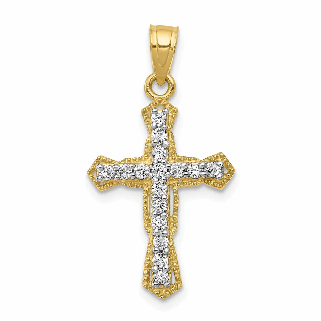 Lovely Rita's Pendants & Charms 10k Yellow Gold Cubic Zirconia Cross Pendant