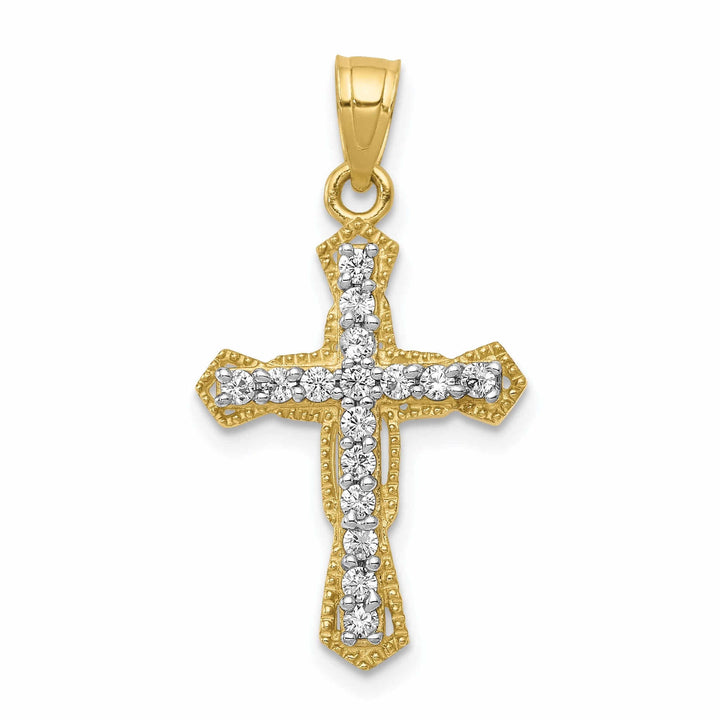 Lovely Rita's Pendants & Charms 10k Yellow Gold Cubic Zirconia Cross Pendant