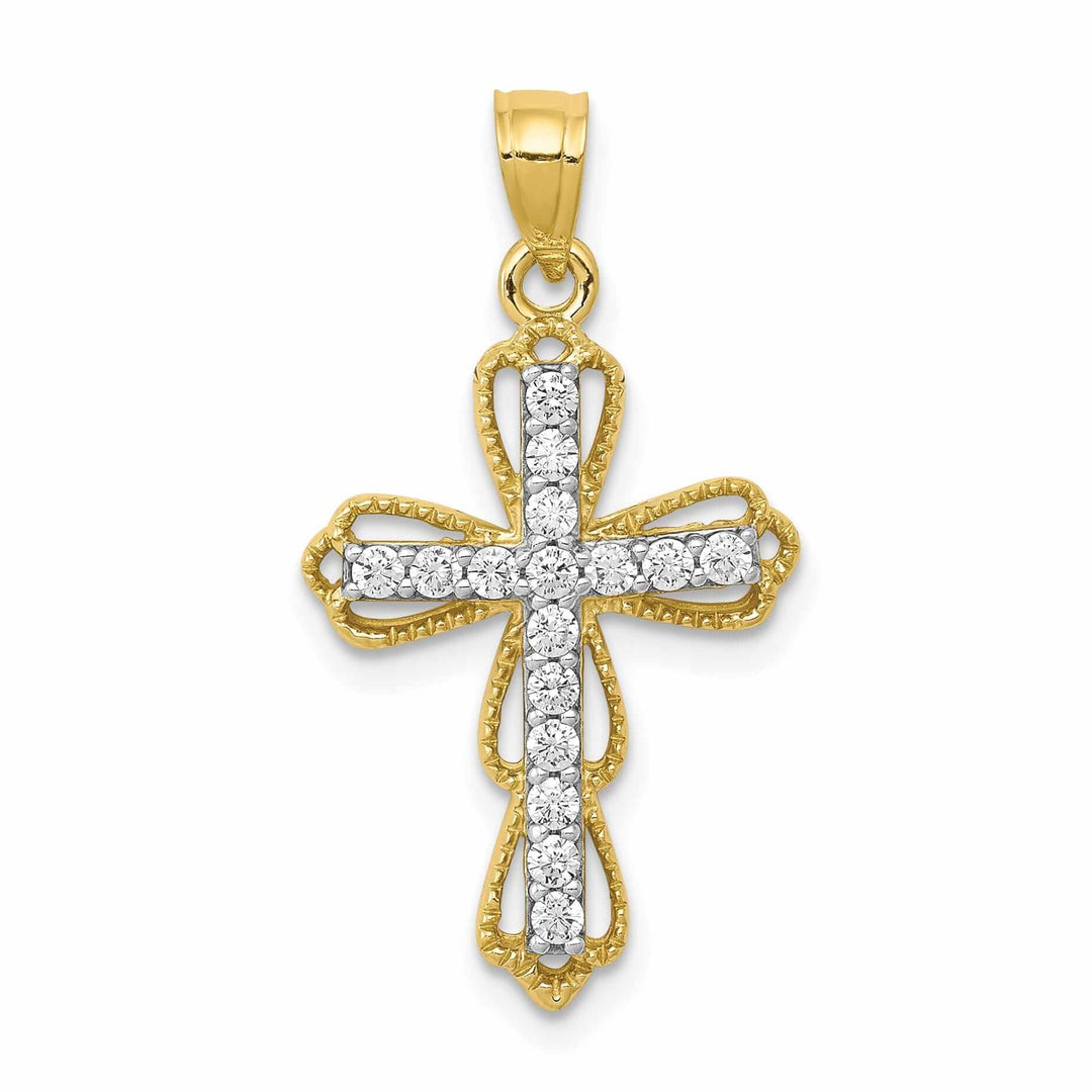 Lovely Rita's Pendants & Charms 10k Yellow Gold Cubic Zirconia Cross Pendant