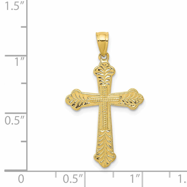 Lovely Rita's Pendants & Charms 10k Yellow Gold D.C Budded Cross Pendant Polished