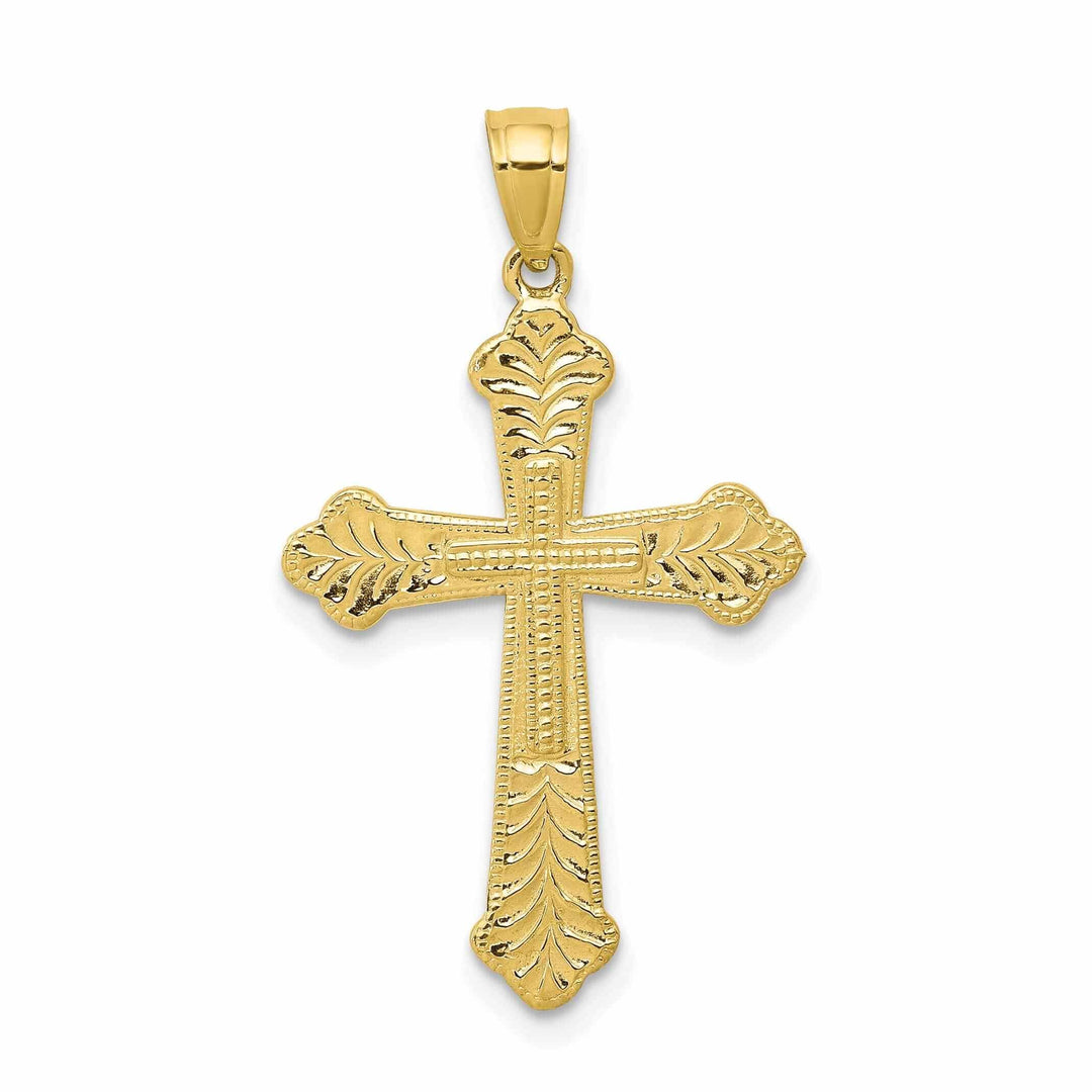 Lovely Rita's Pendants & Charms 10k Yellow Gold D.C Budded Cross Pendant Polished