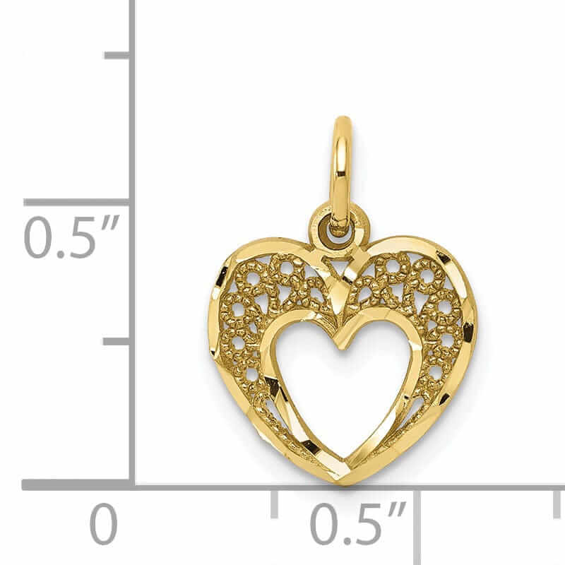Lovely Rita's Pendants & Charms 10k Yellow Gold D.C Satin Finish Heart Pendant
