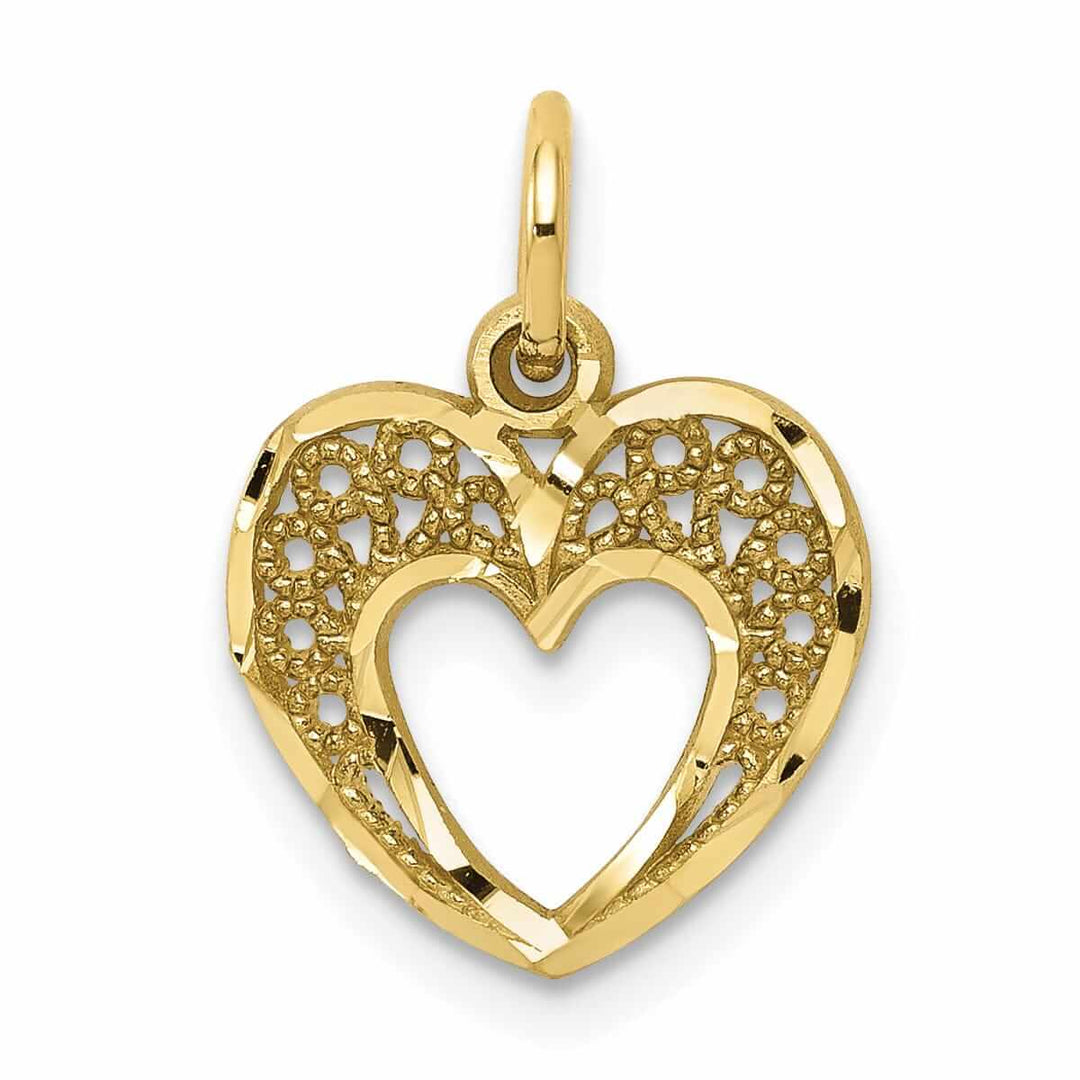 Lovely Rita's Pendants & Charms 10k Yellow Gold D.C Satin Finish Heart Pendant