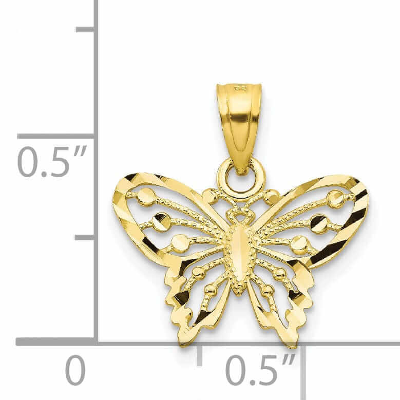 Lovely Rita's Pendants & Charms 10k Yellow Gold Diamond Cut Butterfly Pendant
