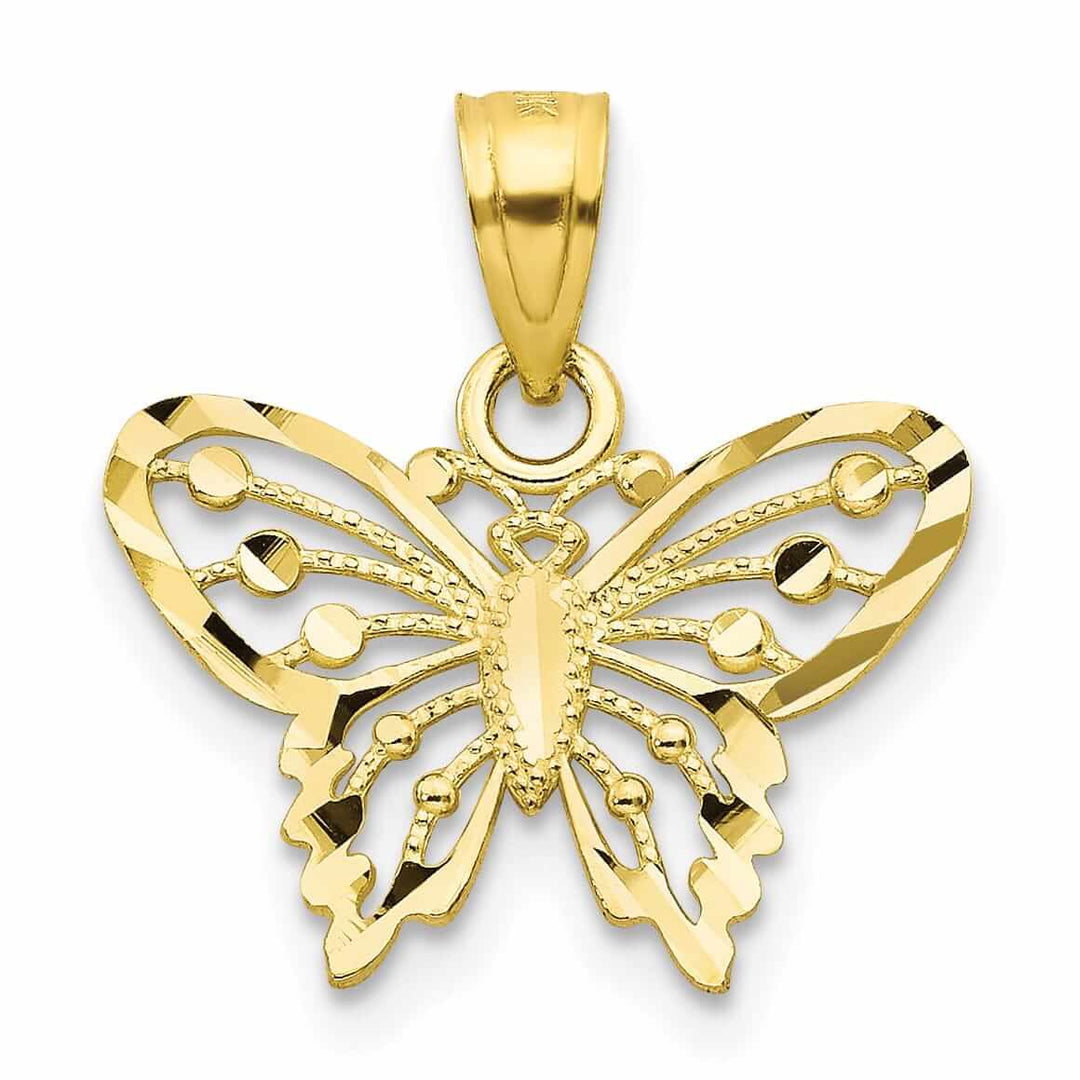 Lovely Rita's Pendants & Charms 10k Yellow Gold Diamond Cut Butterfly Pendant
