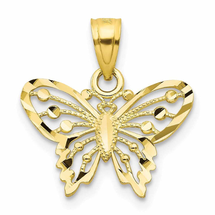 Lovely Rita's Pendants & Charms 10k Yellow Gold Diamond Cut Butterfly Pendant