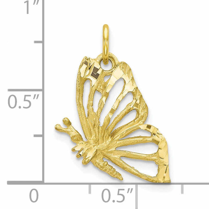 Lovely Rita's Pendants & Charms 10k Yellow Gold Diamond Cut Butterfly Pendant
