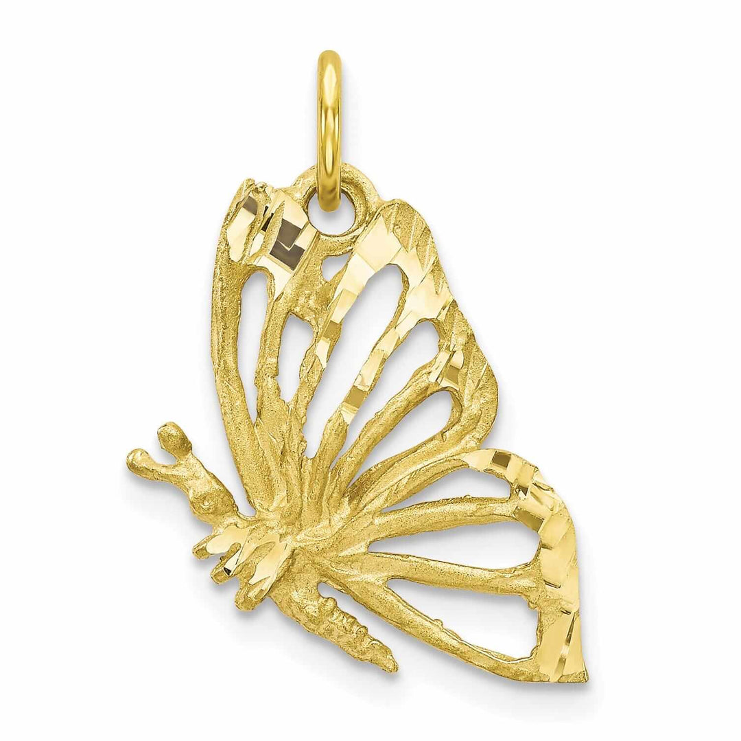 Lovely Rita's Pendants & Charms 10k Yellow Gold Diamond Cut Butterfly Pendant