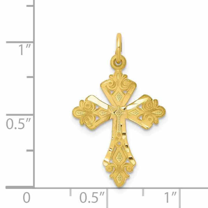 Lovely Rita's Pendants & Charms 10k Yellow Gold Diamond Cut Cross Charm