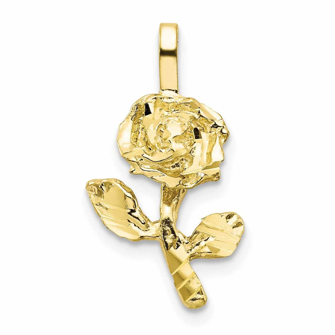 Lovely Rita's Pendants & Charms 10k Yellow Gold Diamond Cut Finish Rose Pendant