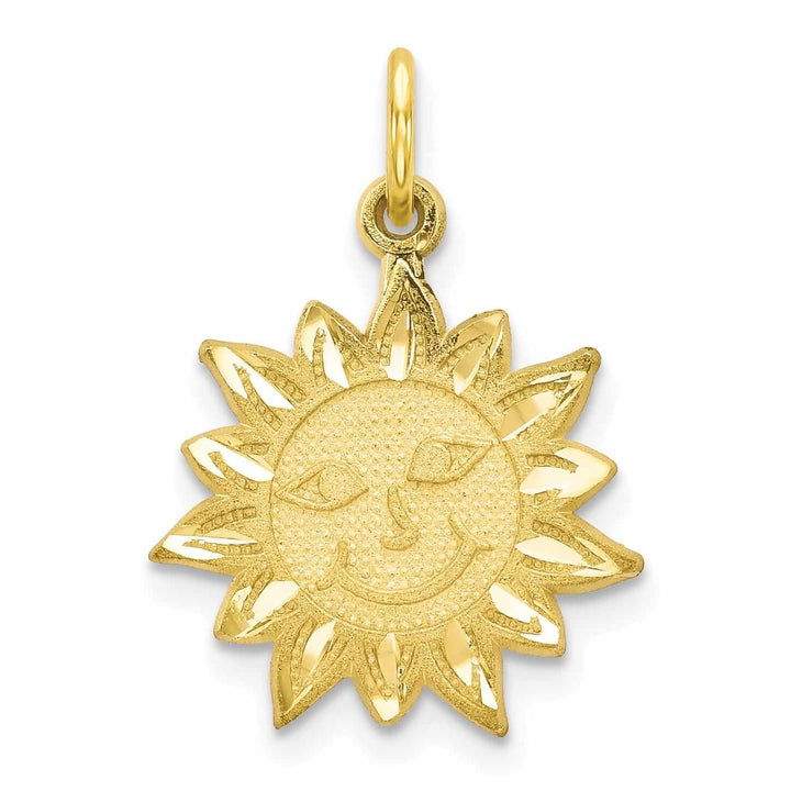Lovely Rita's Pendants & Charms 10k Yellow Gold Diamond Cut Finish Sun Pendant