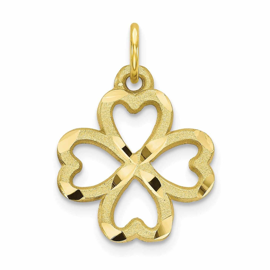 Lovely Rita's Pendants & Charms 10k Yellow Gold Diamond Cut Shamrock Pendant