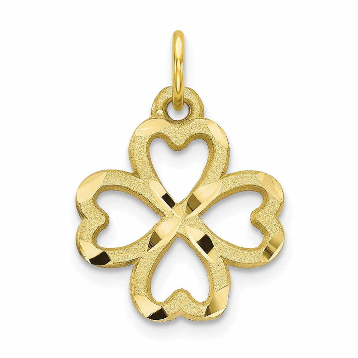 Lovely Rita's Pendants & Charms 10k Yellow Gold Diamond Cut Shamrock Pendant