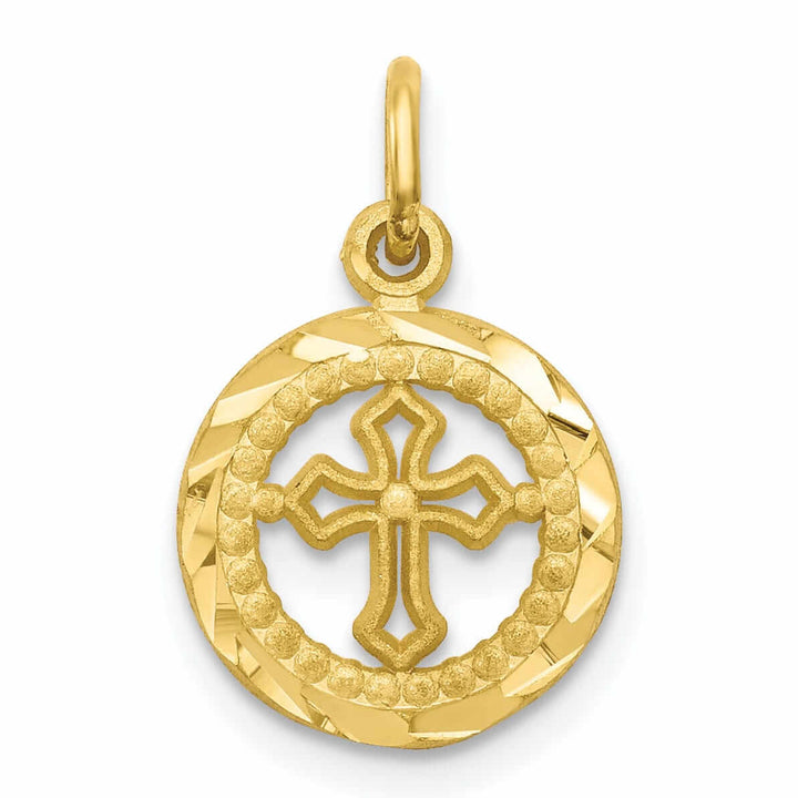 Lovely Rita's Pendants & Charms 10k Yellow Gold Finish Cross In Frame Pendant