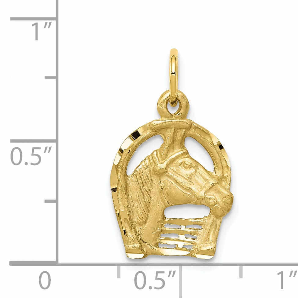 Lovely Rita's Pendants & Charms 10k Yellow Gold Horsehead In Horseshoe Pendant