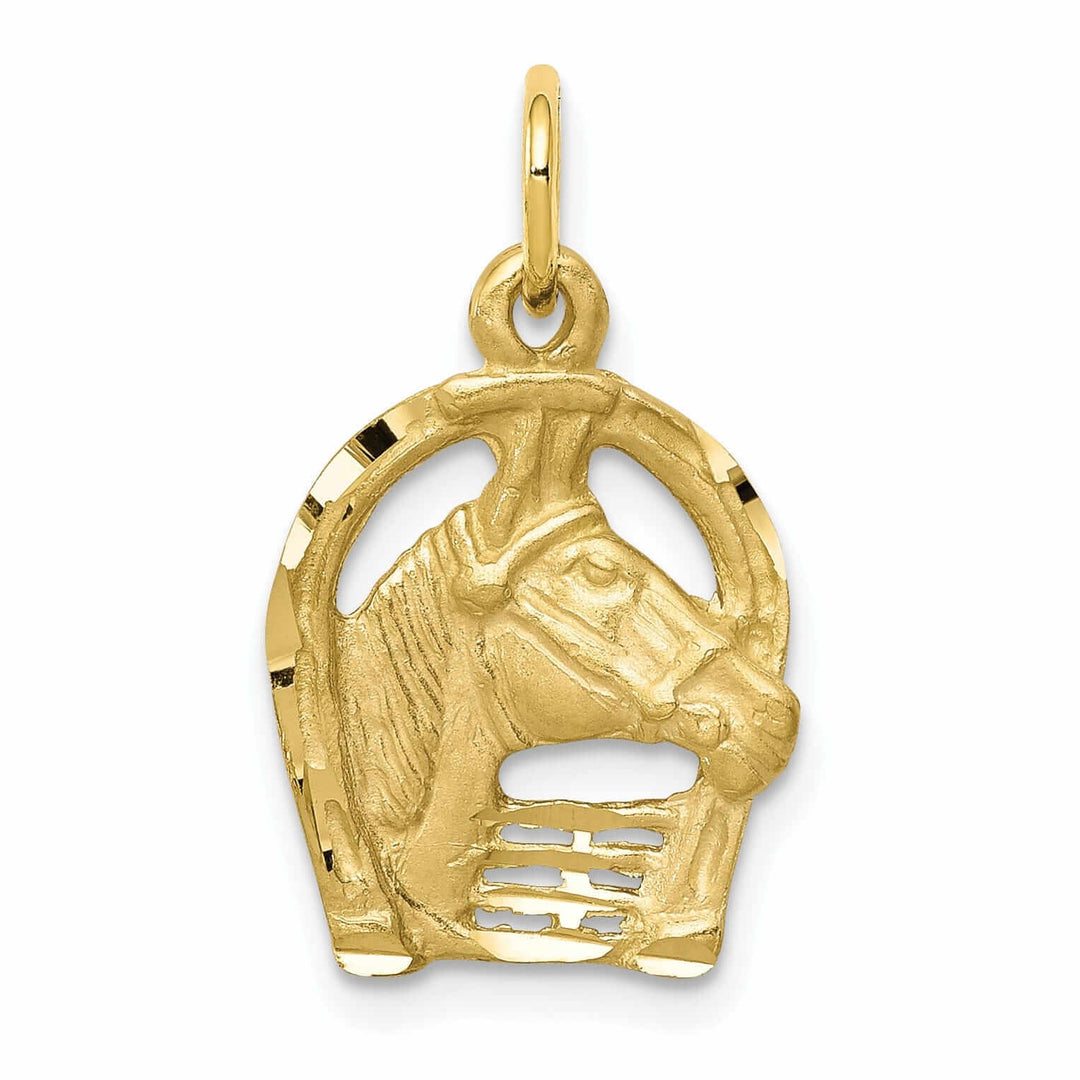 Lovely Rita's Pendants & Charms 10k Yellow Gold Horsehead In Horseshoe Pendant