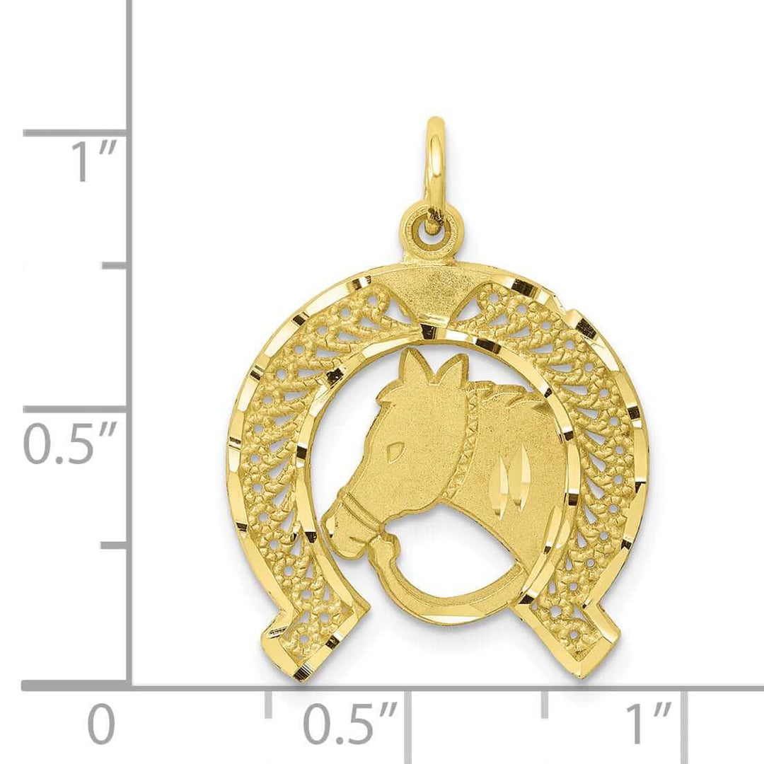 Lovely Rita's Pendants & Charms 10k Yellow Gold Horsehead In Horseshoe Pendant