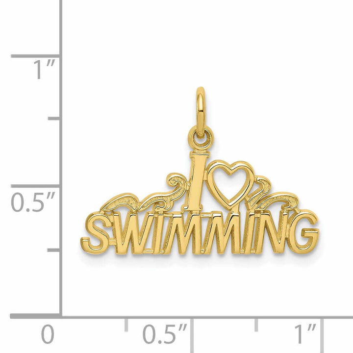 Lovely Rita's Pendants & Charms 10k Yellow Gold Polish I Love Swimming Pendant