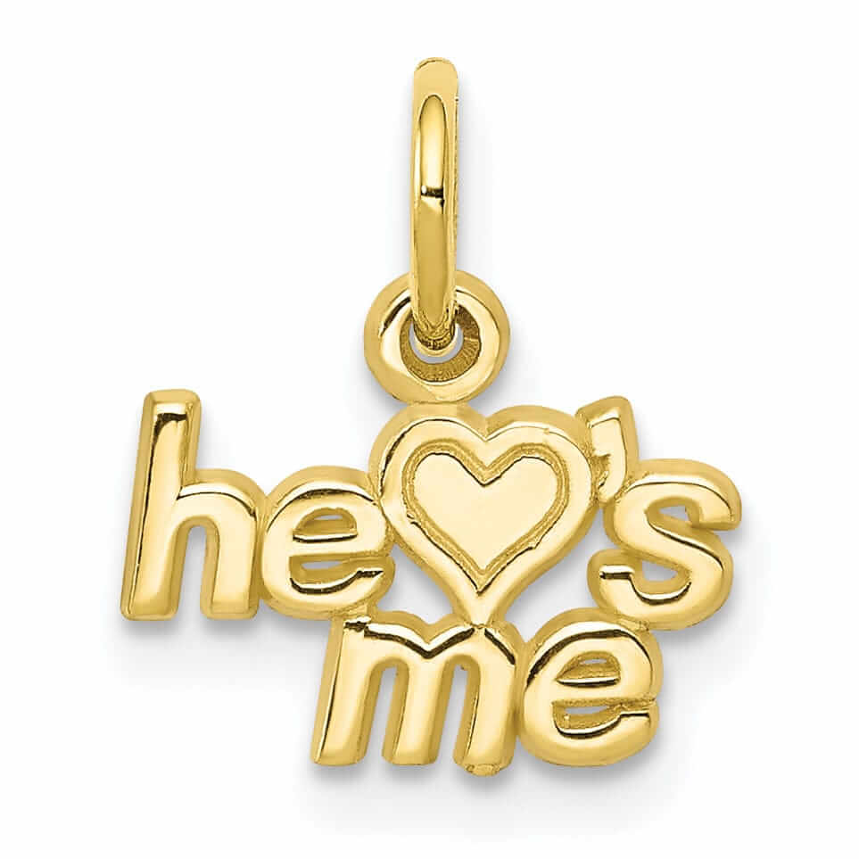 Lovely Rita's Pendants & Charms 10k Yellow Gold Polish Satin He Loves Me Charm