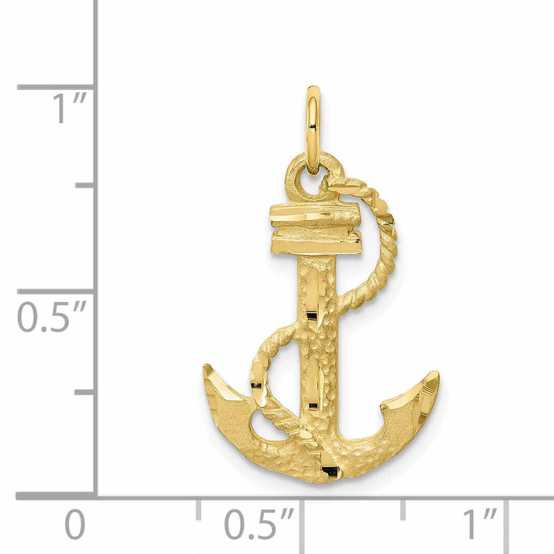 Lovely Rita's Pendants & Charms 10k Yellow Gold Polished Anchor with Rope Pendant
