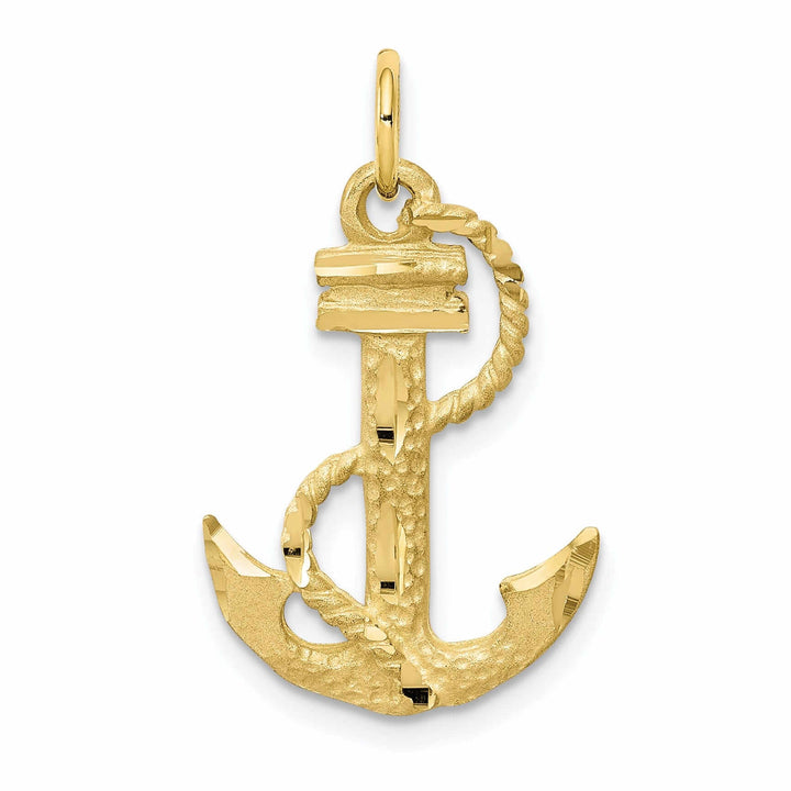 Lovely Rita's Pendants & Charms 10k Yellow Gold Polished Anchor with Rope Pendant