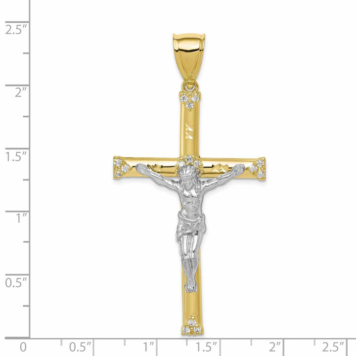 Lovely Rita's Pendants & Charms 10k Yellow Gold Polished C.Z Crucifix Pendant