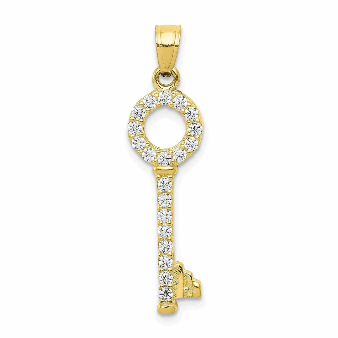 Lovely Rita's Pendants & Charms 10k Yellow Gold Polished C.Z Finish Key Pendant