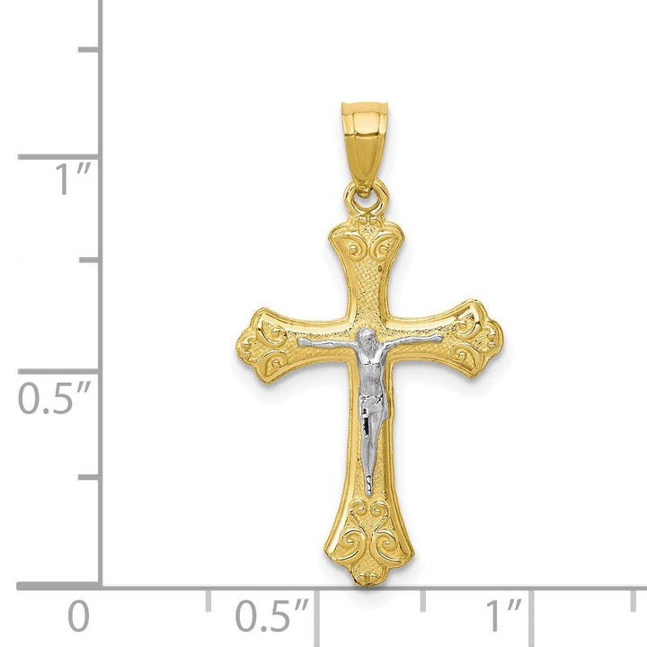 Lovely Rita's Pendants & Charms 10k Yellow Gold Polished Fleur de Lis Crucifix Pendant