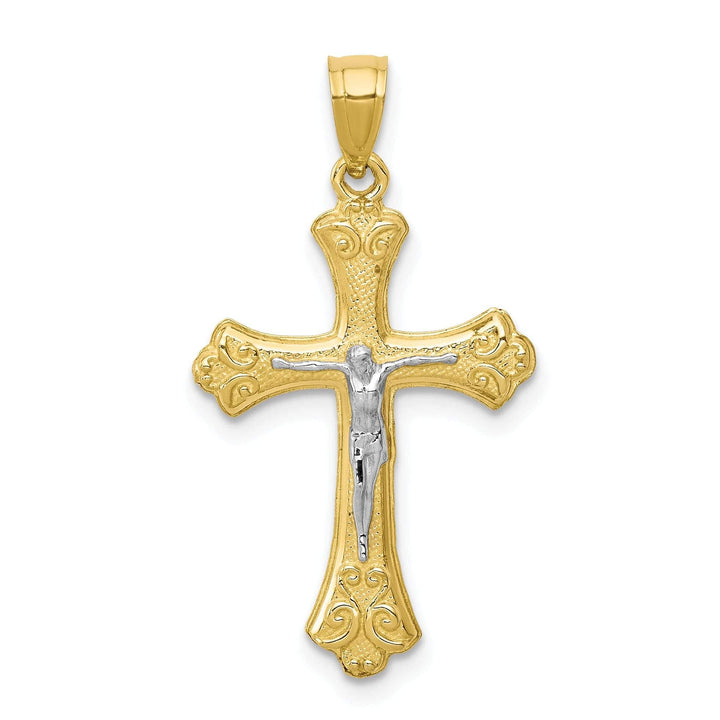 Lovely Rita's Pendants & Charms 10k Yellow Gold Polished Fleur de Lis Crucifix Pendant