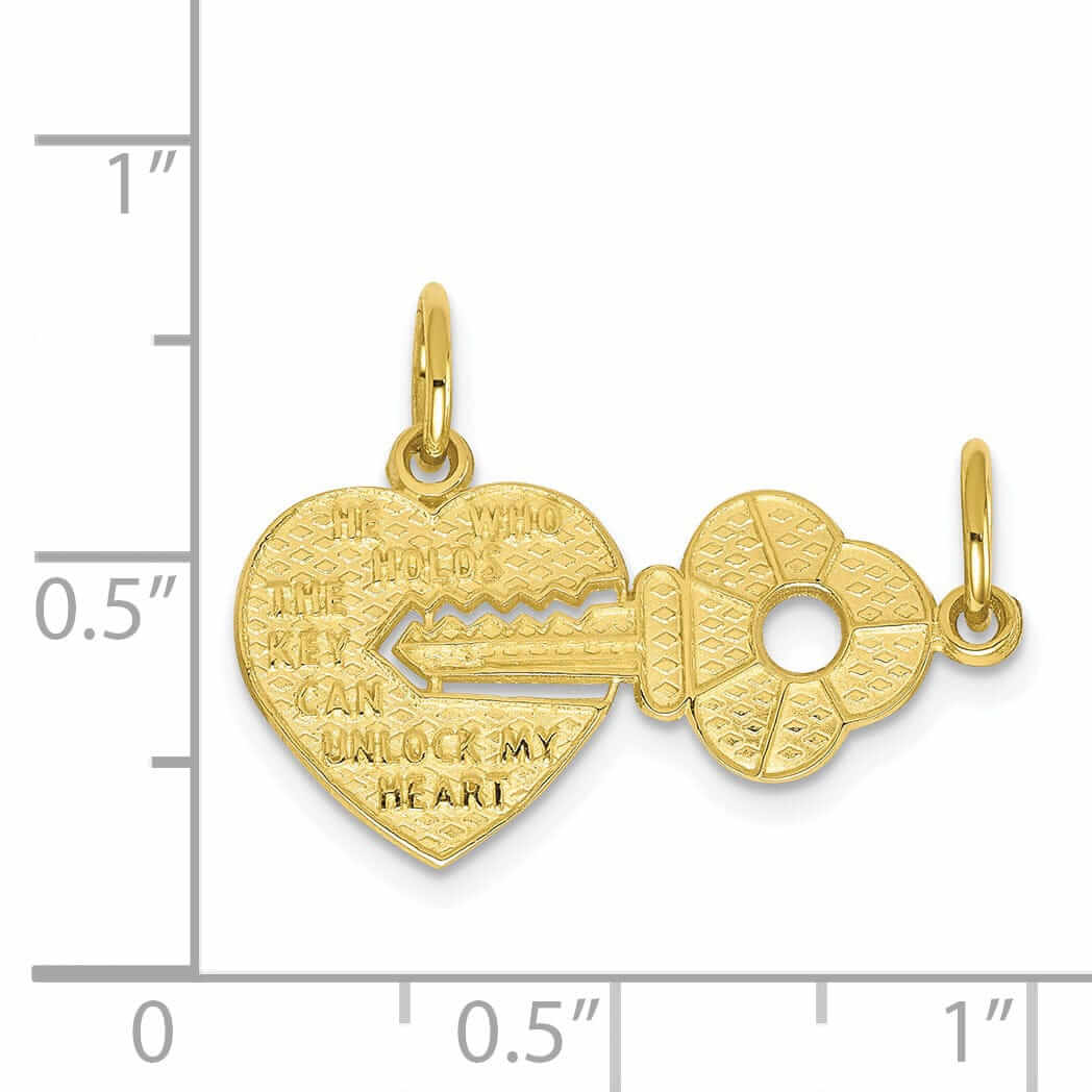 Lovely Rita's Pendants & Charms 10k Yellow Gold Polished Heart and Key Pendant